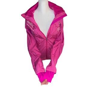 LULULEMON Run Hustle Jacket 4 Pink White Microstripe Detachable Hood Women's